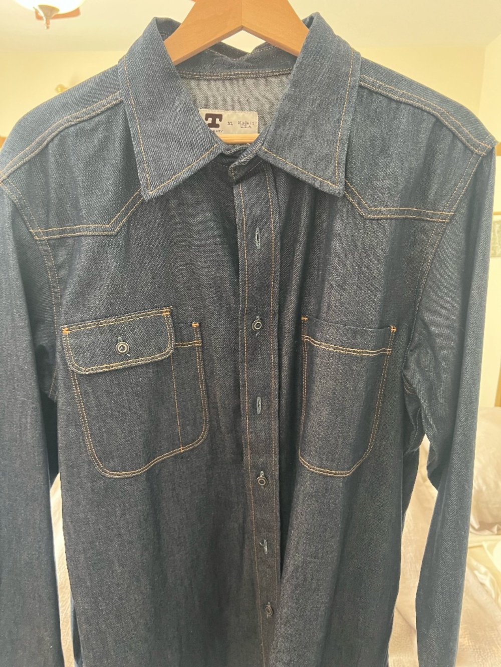 Tellason Topper Raw Denim Western Work Shirt Men's Sz XL